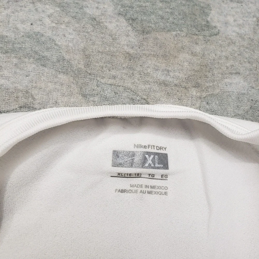 Nike Top Womens XL White‎ FitDry Short Sleeve Fitness Casual Tennis Gym Active